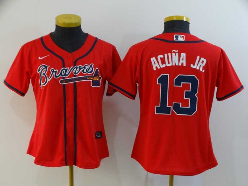 Women Braves 13 Ronald Acuna Jr. Red 2020 Nike Cool Base Jersey,We sell and wholesale Women Braves 13 Ronald Acuna Jr. Red 2020 Nike Cool Base Jersey on line form chian!